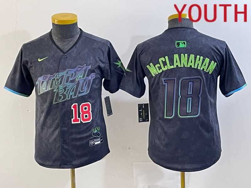 Youth Tampa Bay Rays 18 Mcclanahan Nike MLB Limited City Connect Black 2024 Jersey style 4